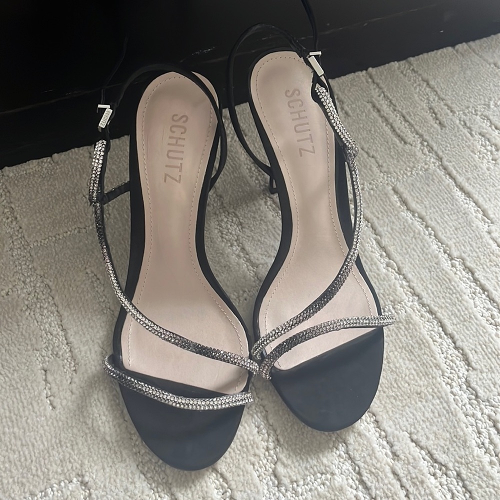 Schutz black open toe heel
